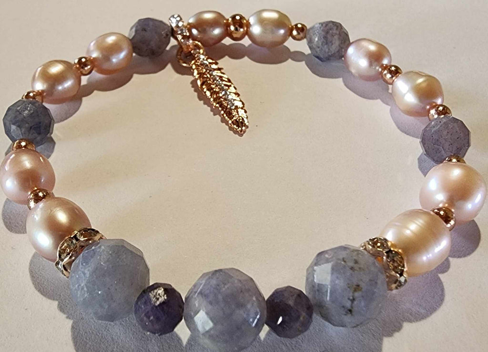 Jewellery - Genuine Multi Freshwater Pearl, Iolite & Sapphire Bracelet