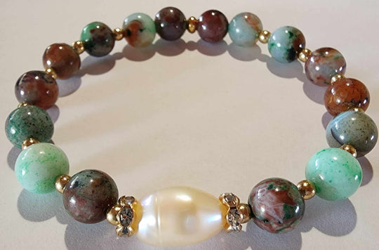 Jewellery - Genuine Multi Freshwater Pearls & Portuguese Agate Bracelet