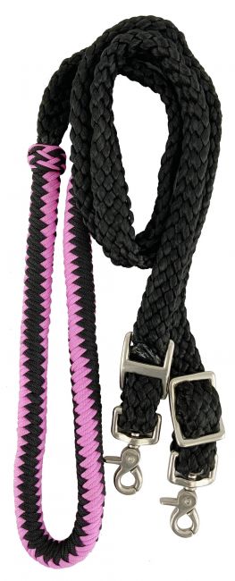 Reins - Barrel Nylon Black and Pink