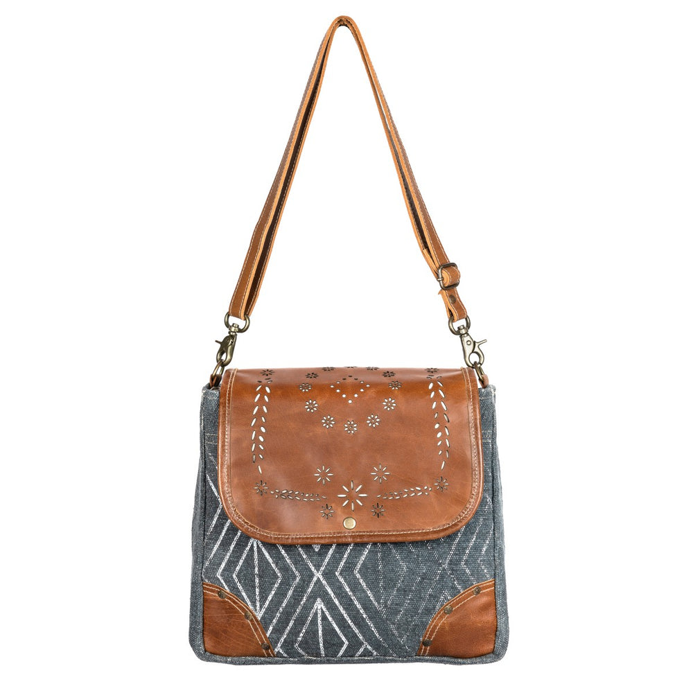 Western Leather & Canvas Crossbody Bag