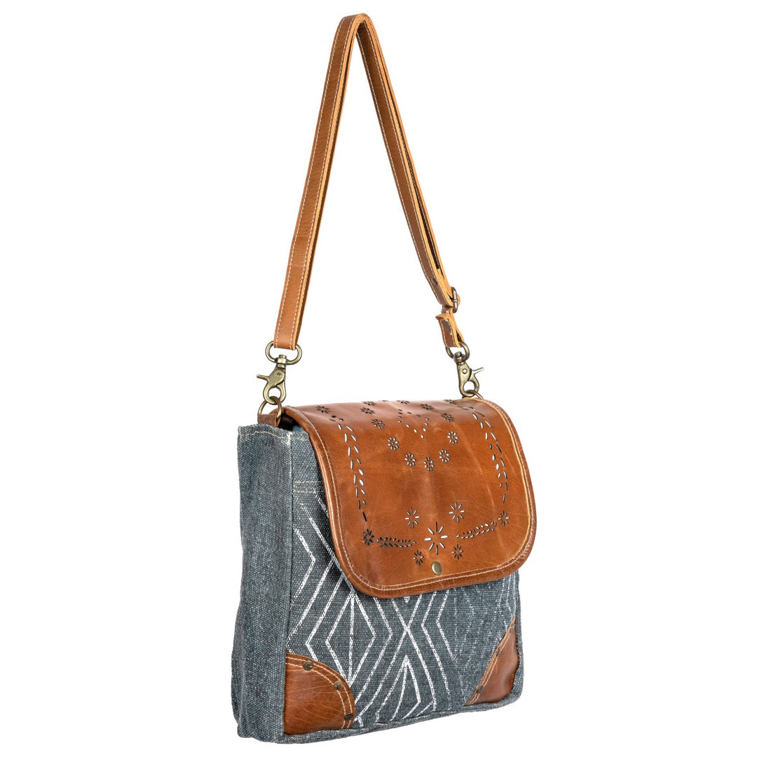 Western Leather & Canvas Crossbody Bag