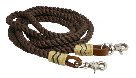 Reins -  8FT rolled nylon barrel reins Chocolate