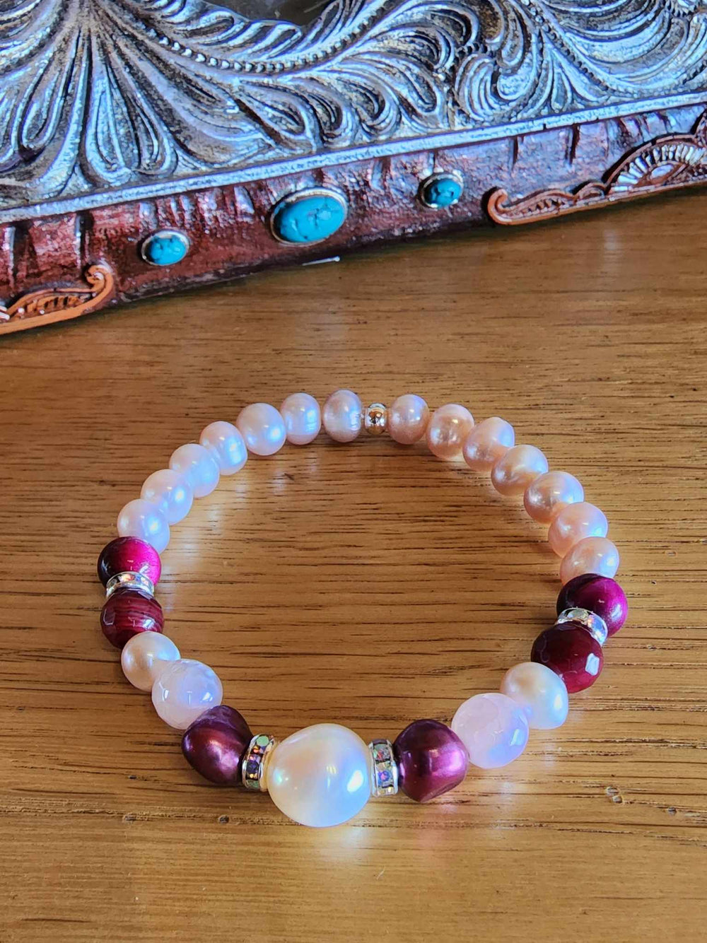 Jewellery - Genuine Semi Precious Gemstone & Freshwater Pearl Bracelet