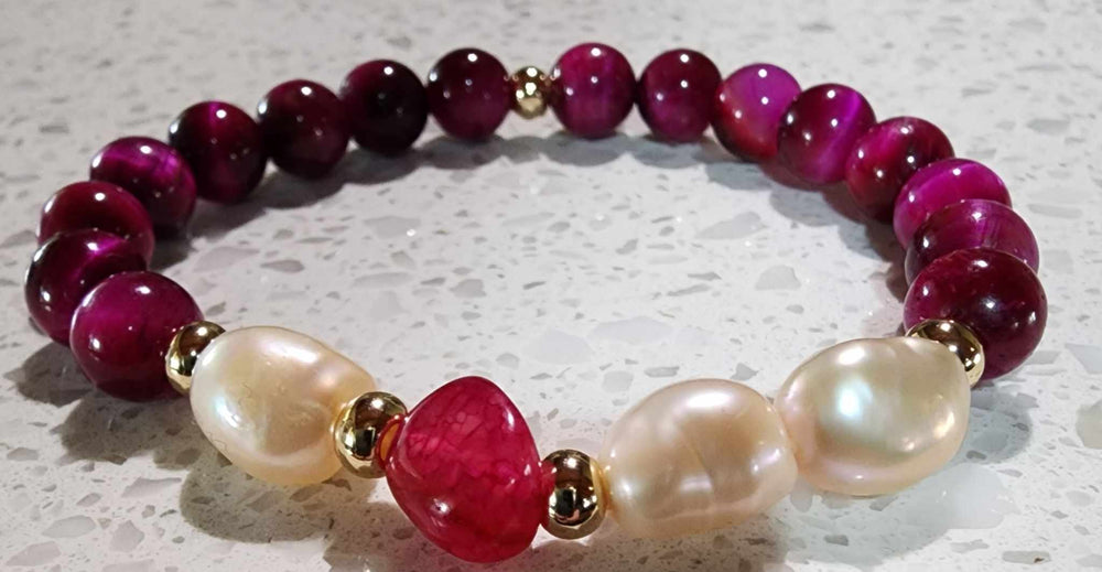 Jewellery - Genuine Semi Precious Gemstone & Freshwater Pearl Bracelet