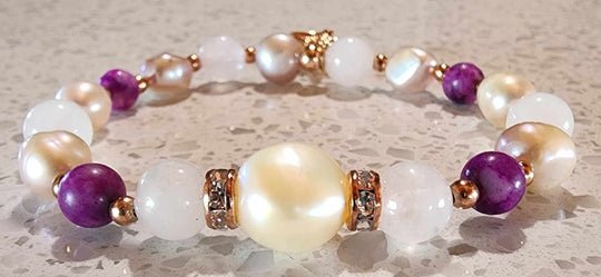 Jewellery - Genuine Semi Precious Gemstone & Freshwater Pearl Bracelet