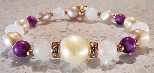 Jewellery - Genuine Semi Precious Gemstone & Freshwater Pearl Bracelet