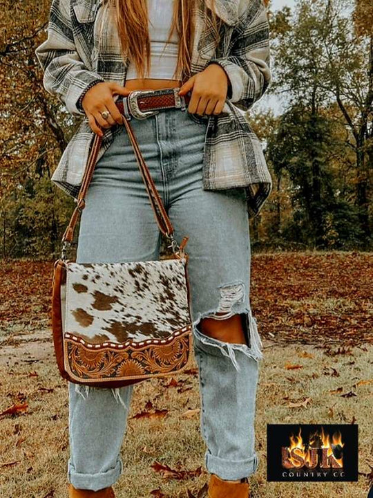 Western Hide &  Tooled Leather Crossbody