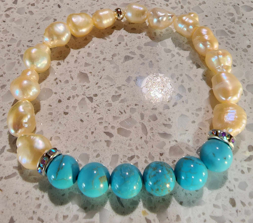 Jewellery - Genuine Semi Precious Gemstone & Freshwater Pearl Bracelet