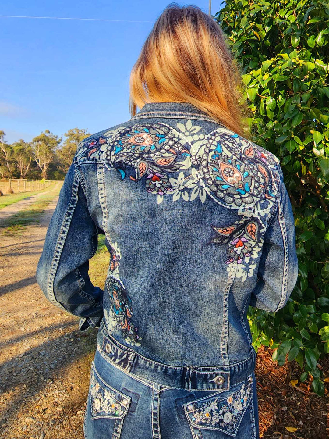 Grace in  La Denim Cowgirl Jacket Embroidery Size  Sm , XL