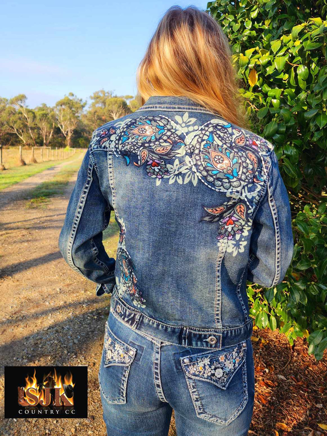 Grace in  La Denim Cowgirl Jacket Embroidery Size  Sm , XL