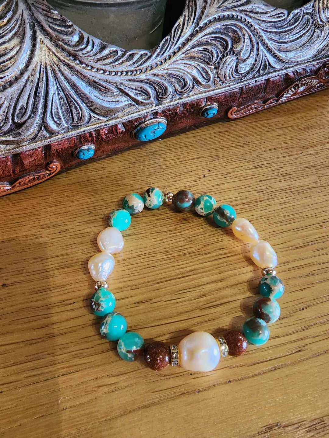 Jewellery - Genuine Semi Precious Gemstone & Freshwater Pearl Bracelet