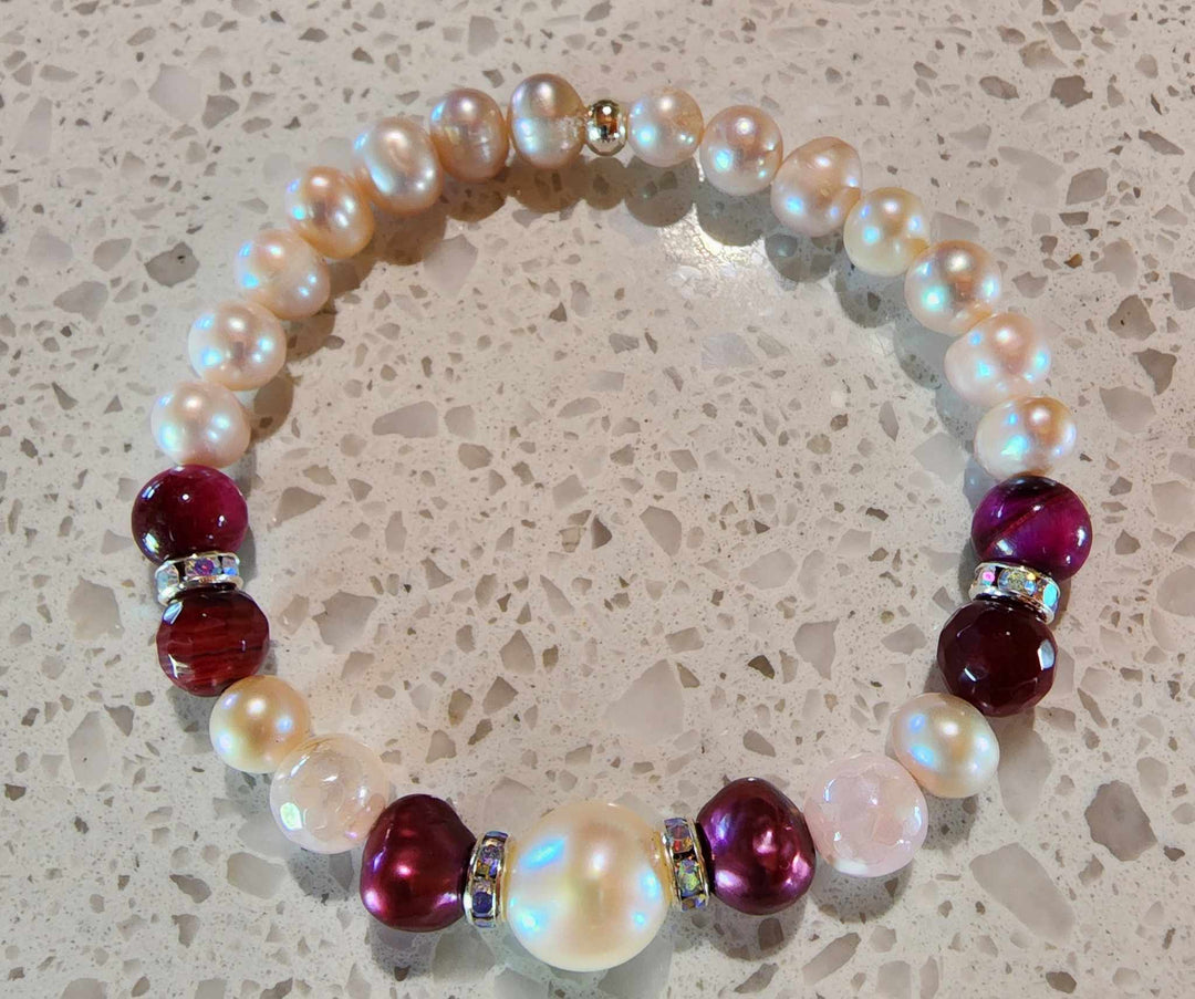 Jewellery - Genuine Semi Precious Gemstone & Freshwater Pearl Bracelet