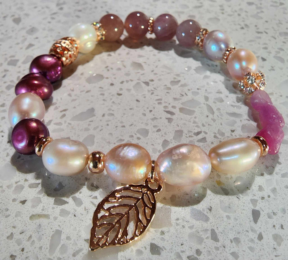 Jewellery - Genuine Semi Precious Gemstone & Freshwater Pearl Bracelet