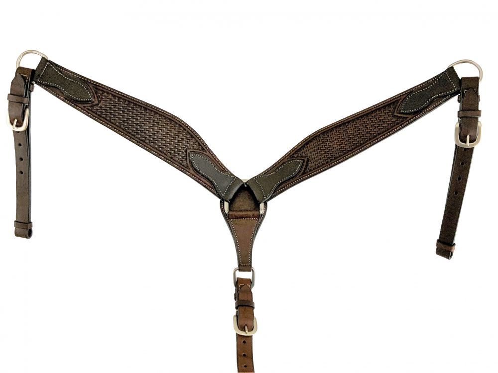 Breastcollar -  Quality leather breastplate Contour Basketweave