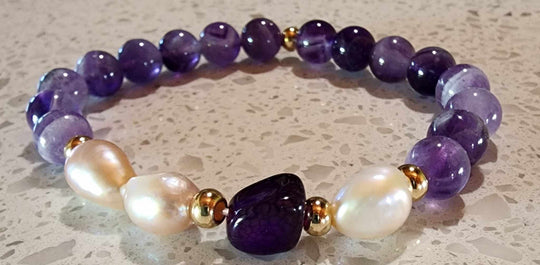 Jewellery - Genuine Semi Precious Gemstone & Freshwater Pearl Bracelet