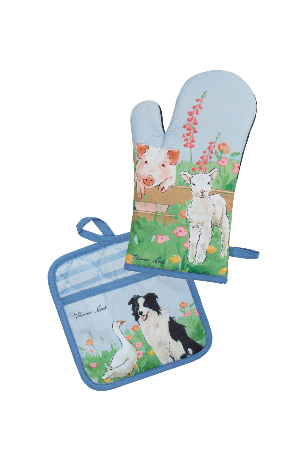 Thomas Cook Oven Mitt Set - Blue Border Collie