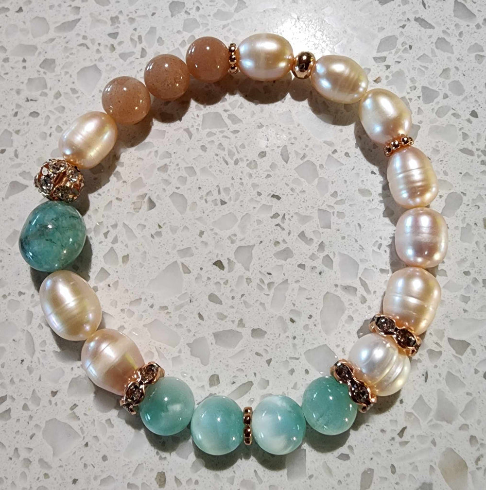 Jewellery - Genuine Semi Precious Gemstone & Freshwater Pearl Bracelet