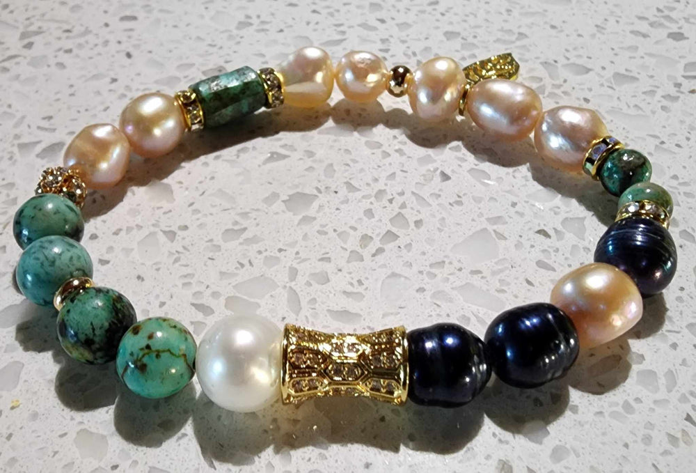 Jewellery - Genuine Semi Precious Gemstone & Freshwater Pearl Bracelet