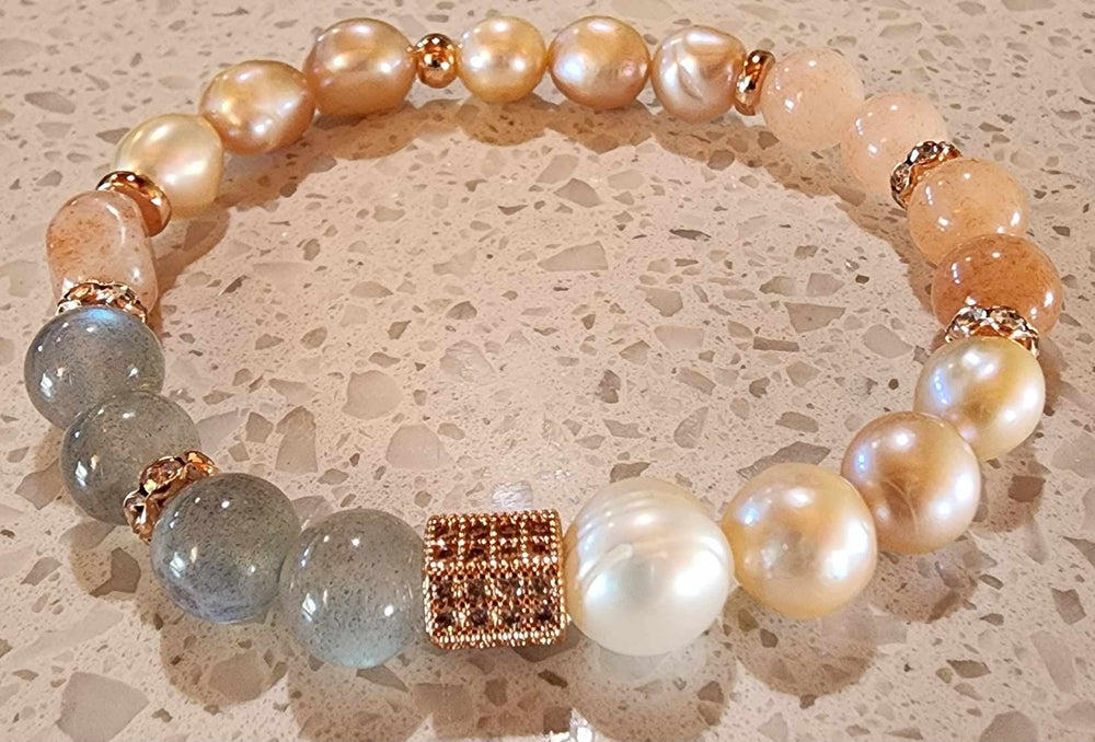 Jewellery - Genuine Semi Precious Gemstone & Freshwater Pearl Bracelet