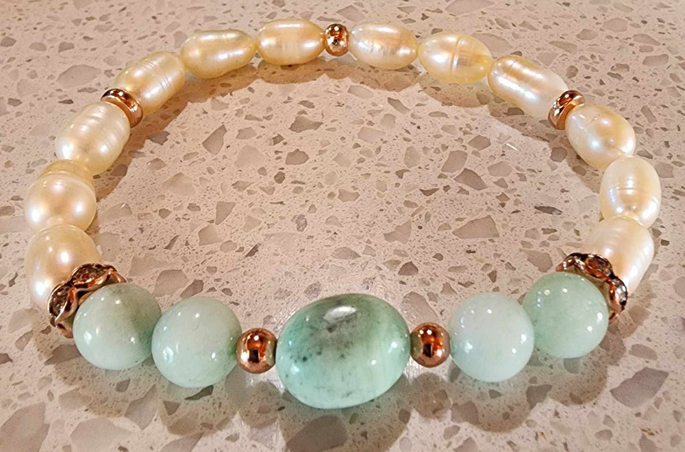 Jewellery - Genuine Semi Precious Gemstone & Freshwater Pearl Bracelet