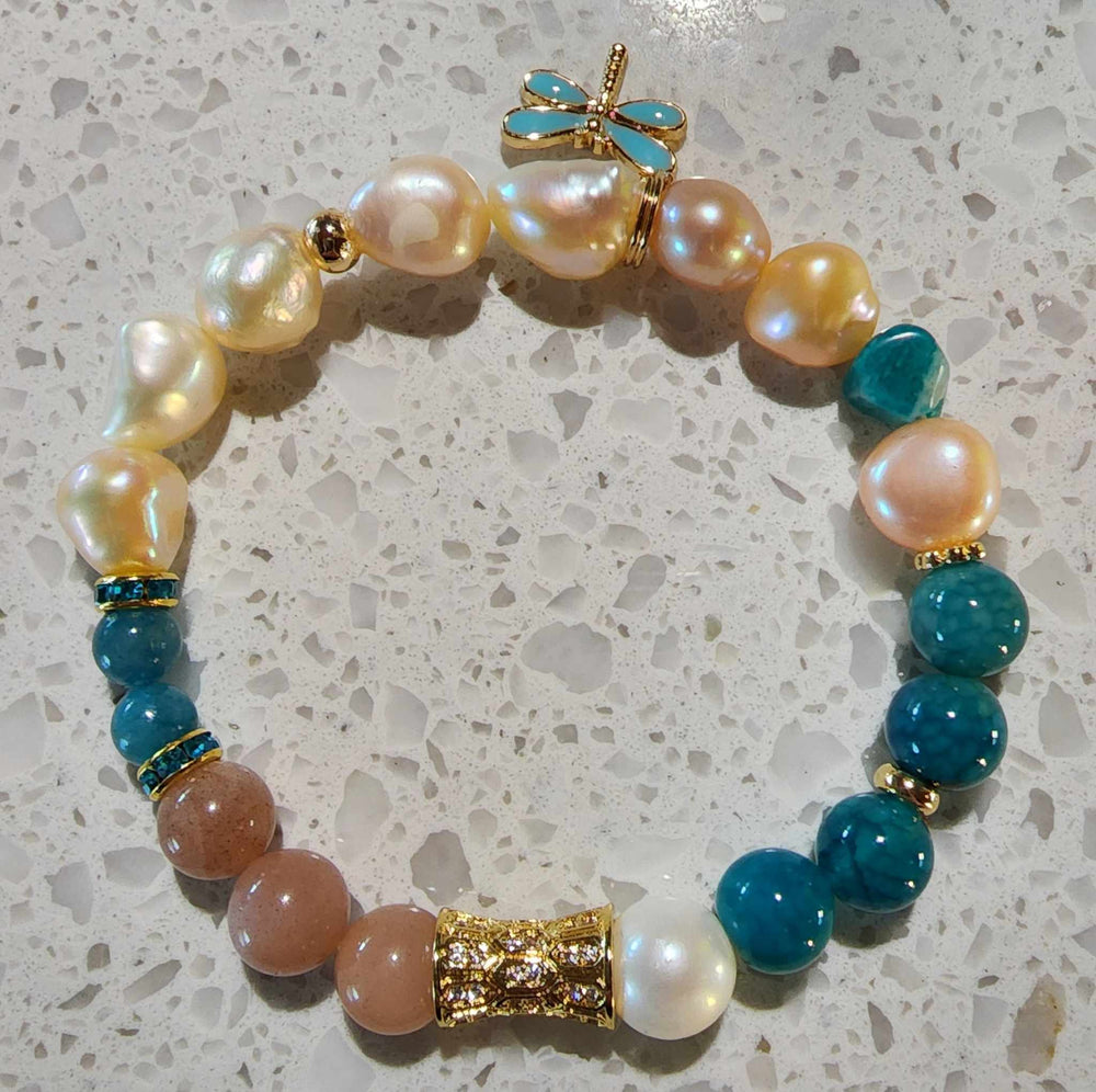 Jewellery - Genuine Semi Precious Gemstone & Freshwater Pearl Bracelet