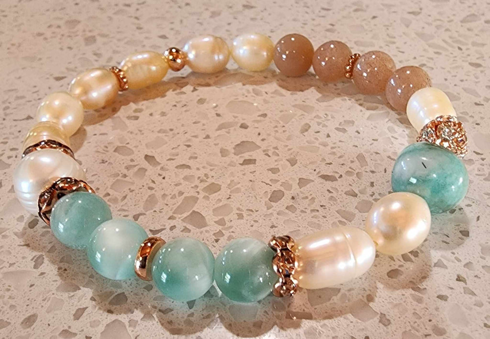 Jewellery - Genuine Semi Precious Gemstone & Freshwater Pearl Bracelet