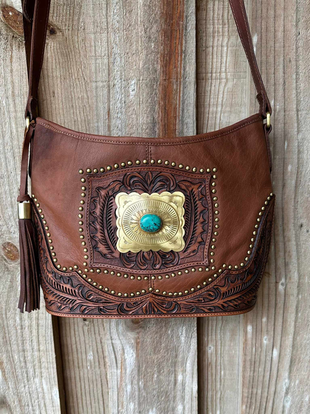 American Darling Genuine Leather  Western Buckle Crossbody