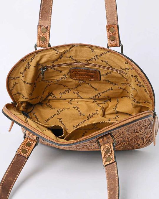 American Darling Genuine Tooled Leather Tote Handbag