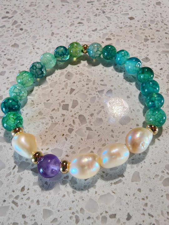 Jewellery - Genuine Semi Precious Gemstone & Freshwater Pearl Bracelet