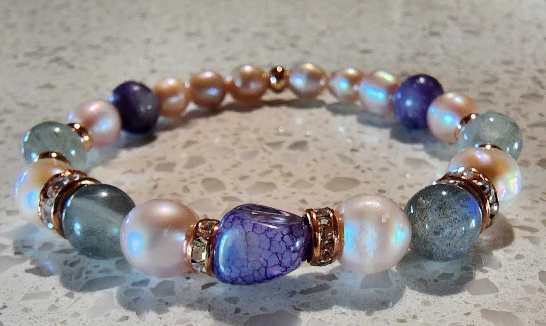 Jewellery - Genuine Semi Precious Gemstone & Freshwater Pearl Bracelet