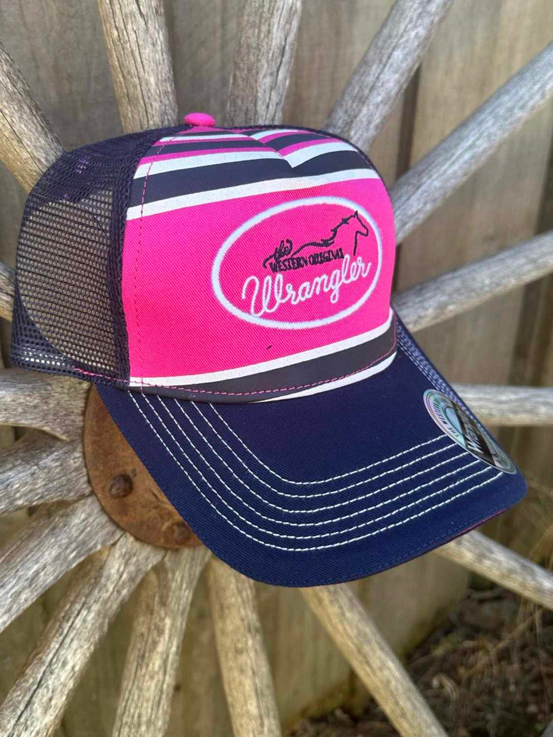 Wrangler Ladies Ava Cap Navy/ Pink Horse Logo