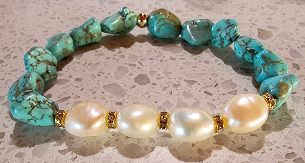 Jewellery - Genuine Semi Precious Gemstone & Freshwater Pearl Bracelet