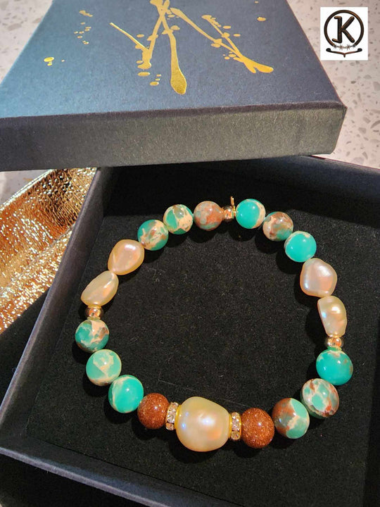 Jewellery - Genuine Semi Precious Gemstone & Freshwater Pearl Bracelet