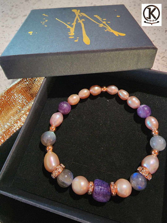 Jewellery - Genuine Semi Precious Gemstone & Freshwater Pearl Bracelet