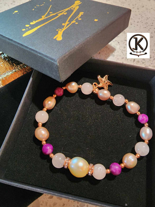 Jewellery - Genuine Semi Precious Gemstone & Freshwater Pearl Bracelet