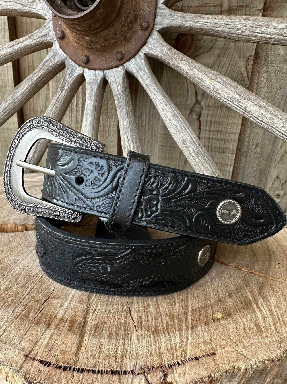 Wrangler Kane Black  Hide and  Leather Belt