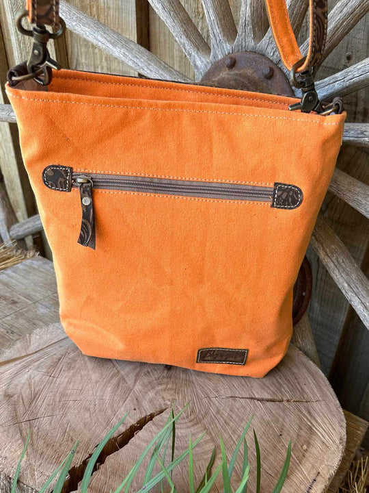 Western Leather & Canvas Crossbody Bag