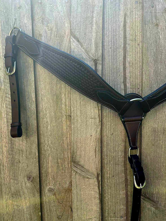 Breastcollar -  Quality leather breastplate Contour Basketweave