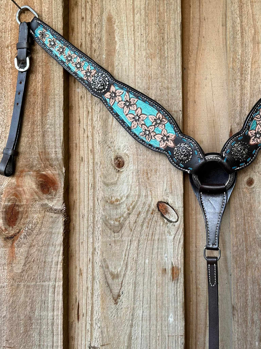 Western Tack set- Floral Embossed One Ear Bridle W/ Reins and  Breastcollar