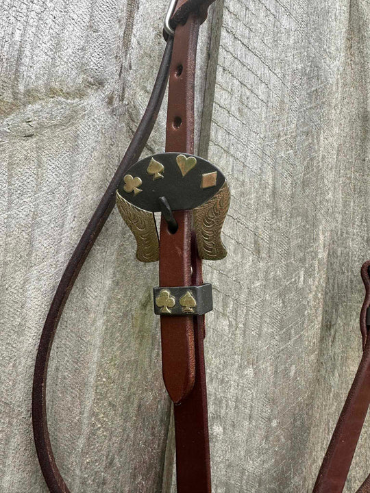 Western Bridle Leather Browband Headstall Fancy Buckle