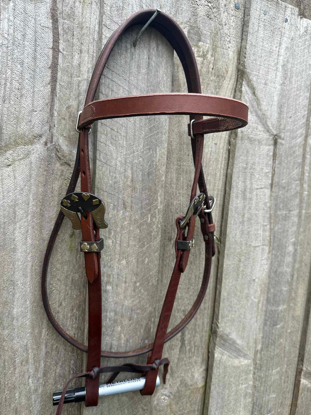 Western Bridle Leather Browband Headstall Fancy Buckle