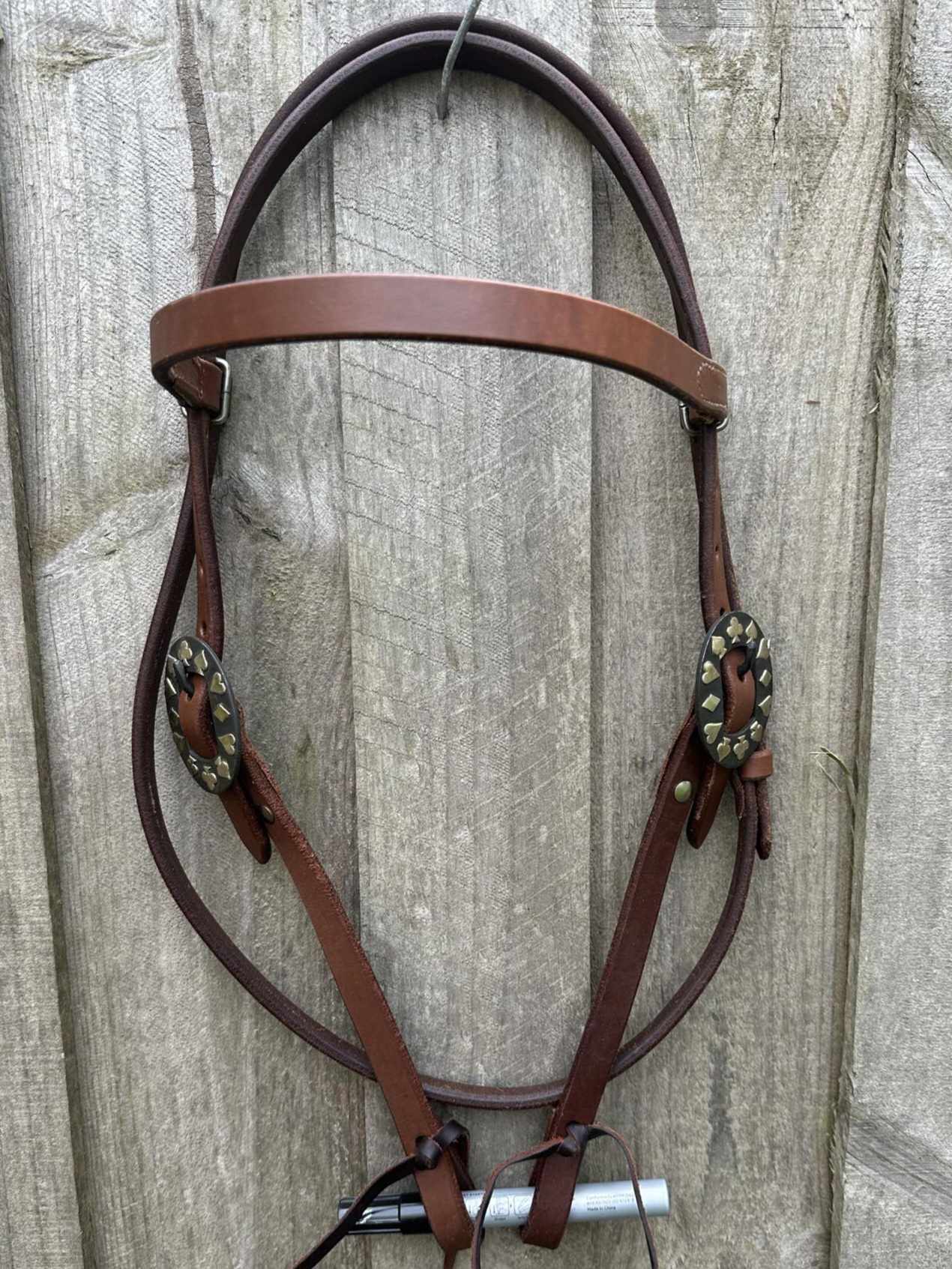 Western Bridle Leather Browband Headstall Fancy Buckle
