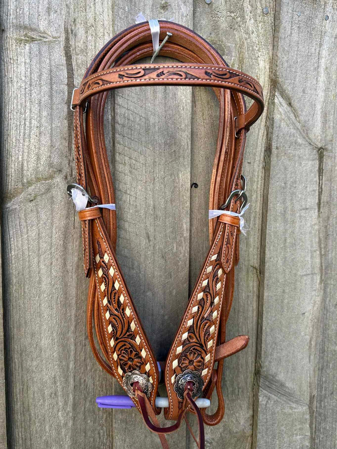 Western Tack Set - Browband Floral Tooled Leather Bridle & Breastcollar