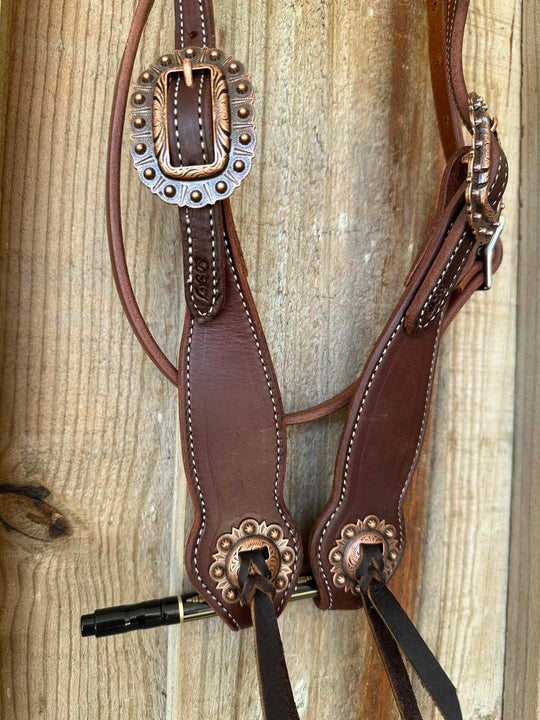 Western Bridle Show Browband  High Quality Oiled Leather USA Made