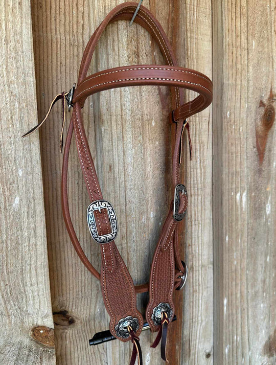 Western Bridle Show Browband  High Quality Oiled Leather USA Made