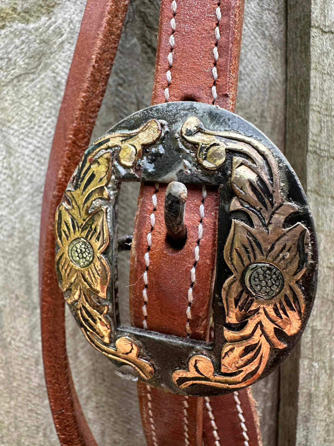 Western Bridle Leather Browband Headstall Fancy Buckle