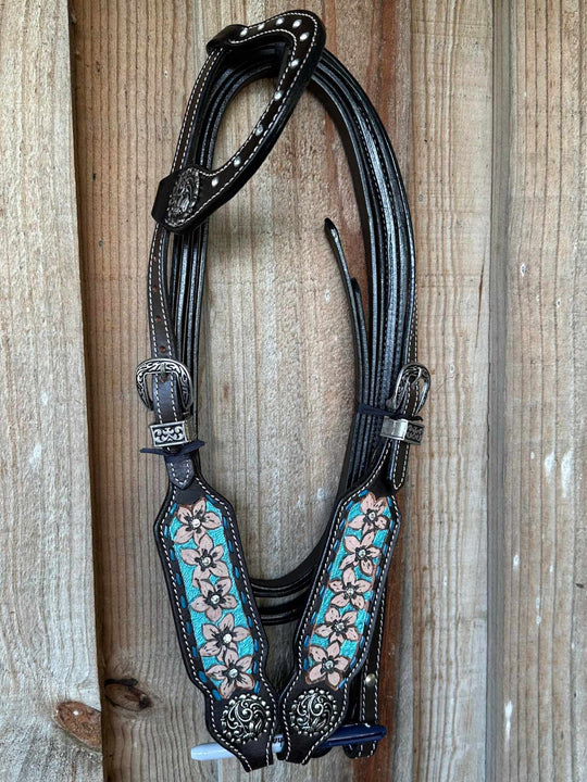 Western Tack set- Floral Embossed One Ear Bridle W/ Reins and  Breastcollar