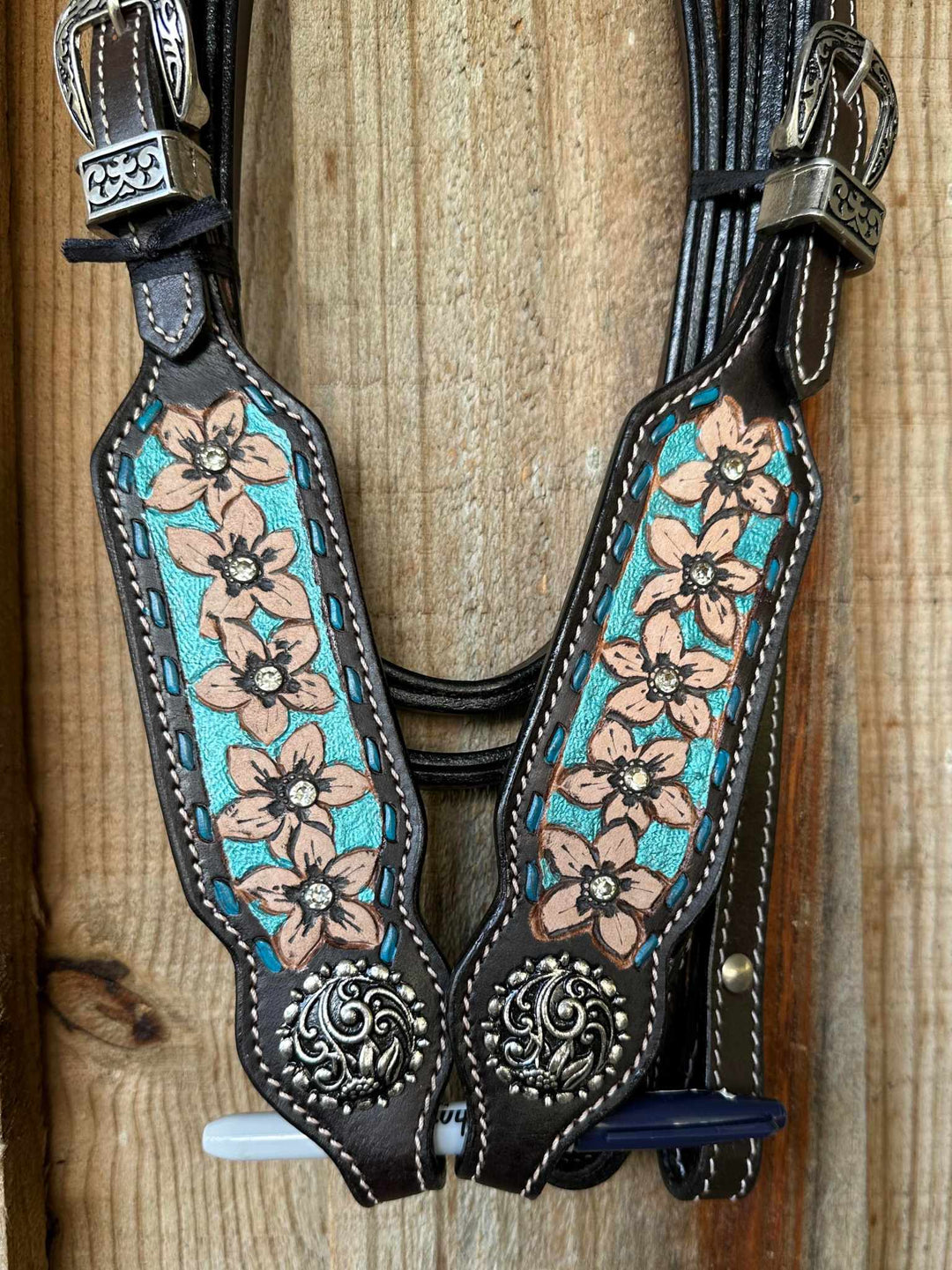 Western Tack set- Floral Embossed One Ear Bridle W/ Reins and  Breastcollar