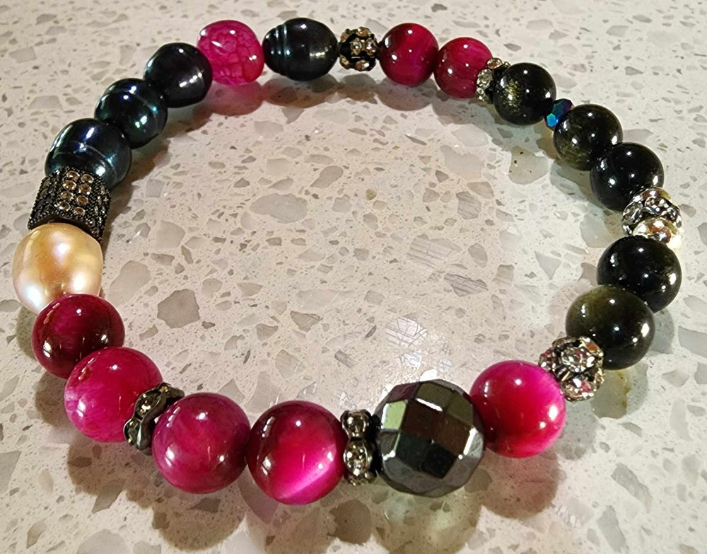 Jewellery - Genuine Semi Precious Gemstone & Freshwater Pearl Bracelet