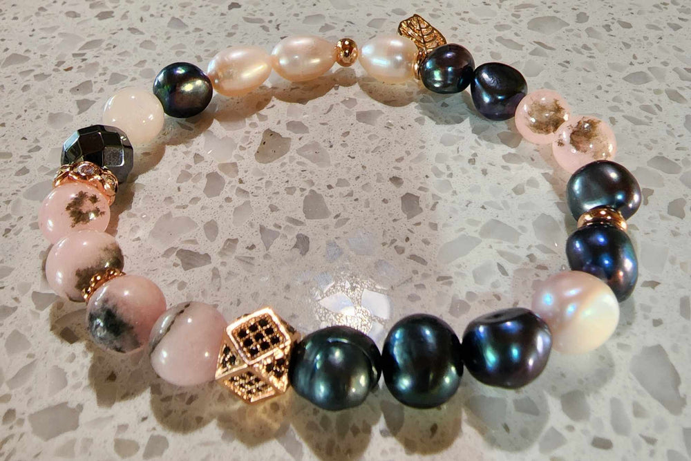 Jewellery - Genuine Semi Precious Gemstone & Freshwater Pearl Bracelet